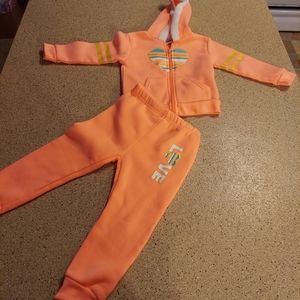 24m outfit zip up sweatshirt, sweatpants  bright Tangerine orange